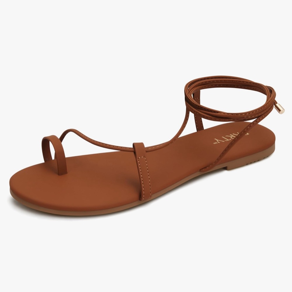 Women’s Strappy Flat Sandals with Lace Up Ankle